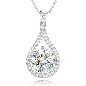 Moissanite Necklace Gift for Women, 925 Sterling Silver 18K White/Yellow Gold Pl